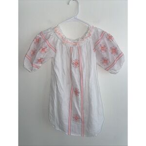EGG New York Girls Dress‎ White Pink Embroidered Sz 7 Yrs